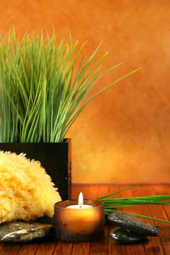 spa setting with candle